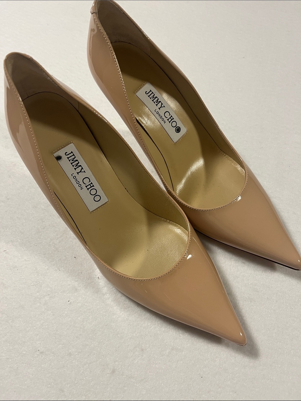 Jimmy Choo Blush Patent Leather Pointed  Pumps 
Size 6.5
